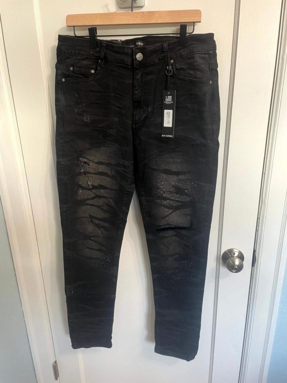 NWT Hyper Denim Black Tiger Jeans Mens 34 Slim Tapered Distressed HD038 NEW